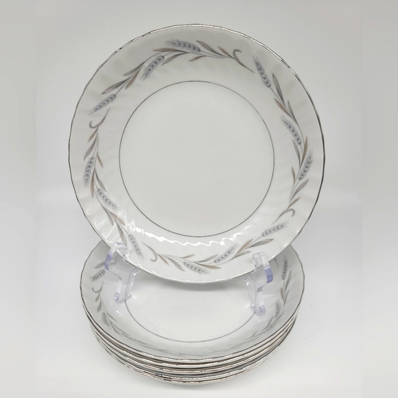 Japan Fine China Harvest Silver Rim (Wheaton) Pasta Bowls 6-Piece - Picture 1 of 8